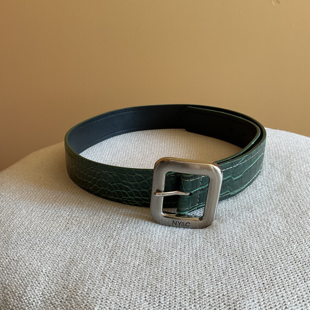 New York & Company Dark Green Belt with Silver-Tone Buckle